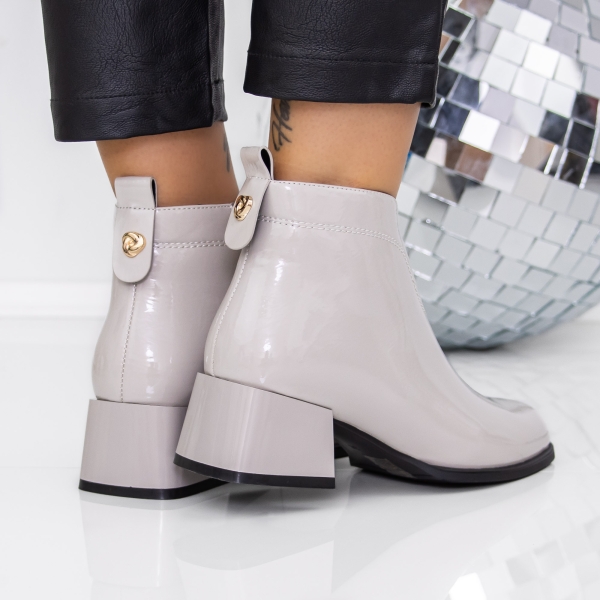 Μποτάκια με χοντρό τακούνι Navira Γκρί, 4 - Kalapod.gr