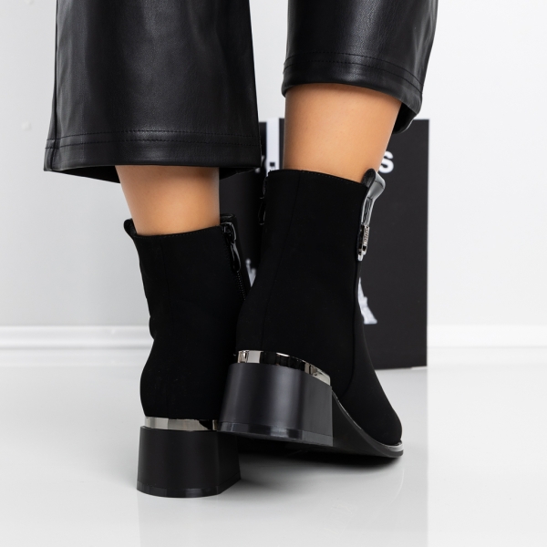 Μποτάκια με χοντρό τακούνι Meriva Μαύρο, 5 - Kalapod.gr