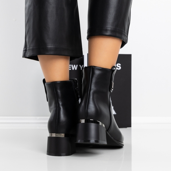 Μποτάκια με χοντρό τακούνι Meriva Μαύρο, 5 - Kalapod.gr