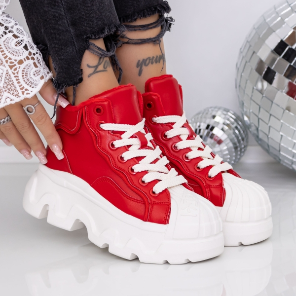 Γυναικείες μπότες με πλατφόρμα Onita Κόκκινος - Kalapod.gr