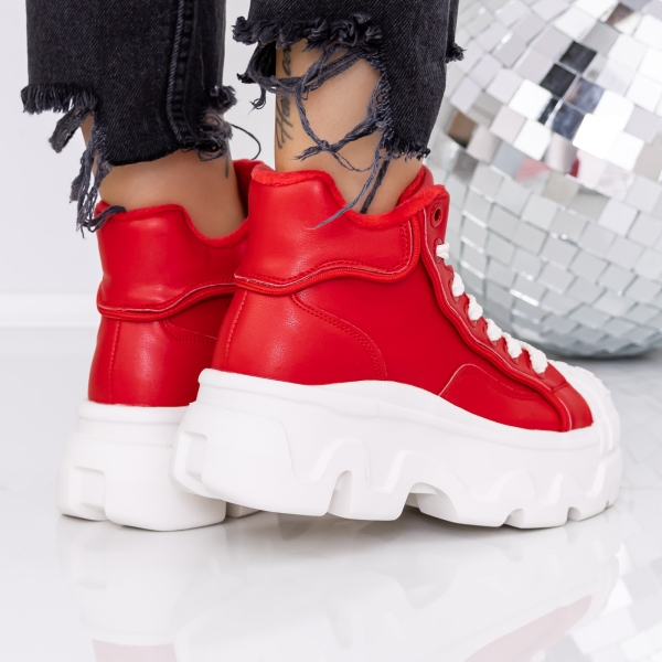 Γυναικείες μπότες με πλατφόρμα Onita Κόκκινος, 4 - Kalapod.gr