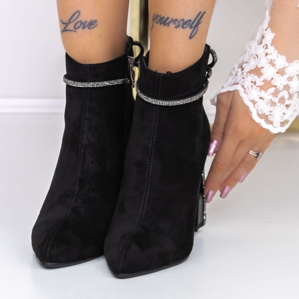 Μποτάκια με φτέρνα και πλατφόρμα Nazara Μαύρο, 3 - Kalapod.gr