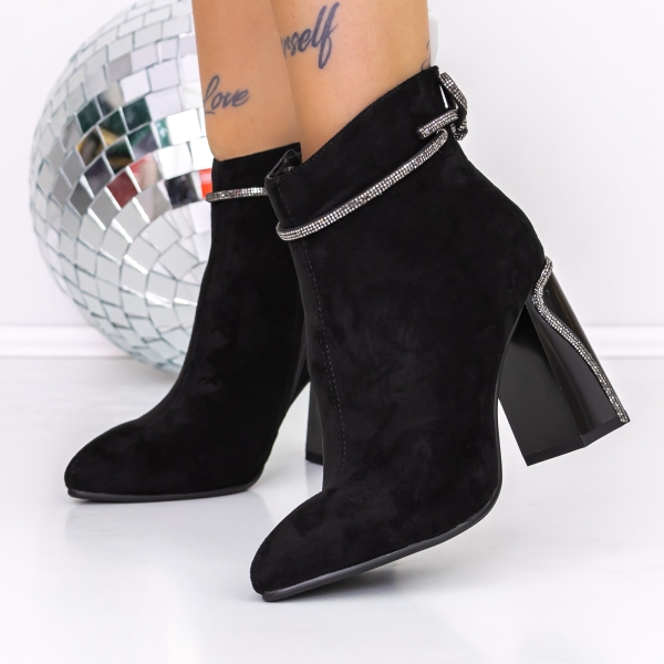 Μποτάκια με φτέρνα και πλατφόρμα Nazara Μαύρο, 4 - Kalapod.gr