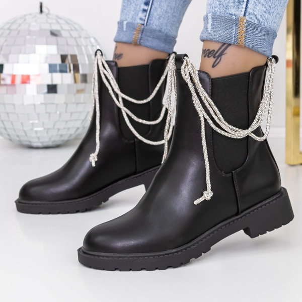 Ανοιξιάτικα-Φθινοπωρινά Γυναικεία Μποτάκια Myada Μαύρο, 2 - Kalapod.gr