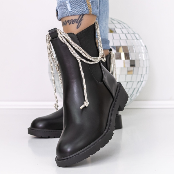 Ανοιξιάτικα-Φθινοπωρινά Γυναικεία Μποτάκια Myada Μαύρο, 4 - Kalapod.gr