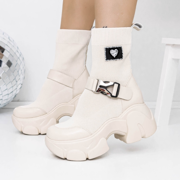 Ανοιξιάτικα-Φθινοπωρινά Γυναικεία Μποτάκια Refada Μπεζ - Kalapod.gr