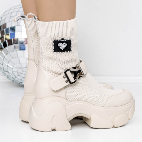 Ανοιξιάτικα-Φθινοπωρινά Γυναικεία Μποτάκια Refada Μπεζ, 5 - Kalapod.gr