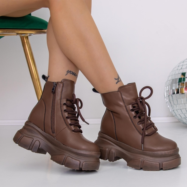 Απαλές γυναικείες μπότες Daksha Καστανός, 5 - Kalapod.gr