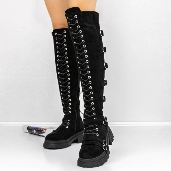 Γυναικείες μπότες με χαμηλή σόλα Arosa Μαύρο, 3 - Kalapod.gr