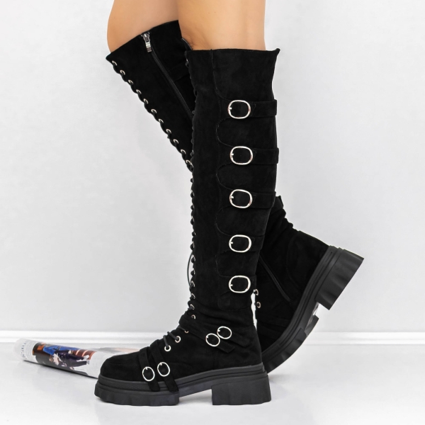 Γυναικείες μπότες με χαμηλή σόλα Arosa Μαύρο, 5 - Kalapod.gr