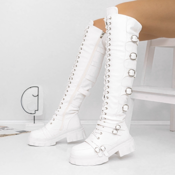 Γυναικείες μπότες με χαμηλή σόλα Arosa Λευκό - Kalapod.gr