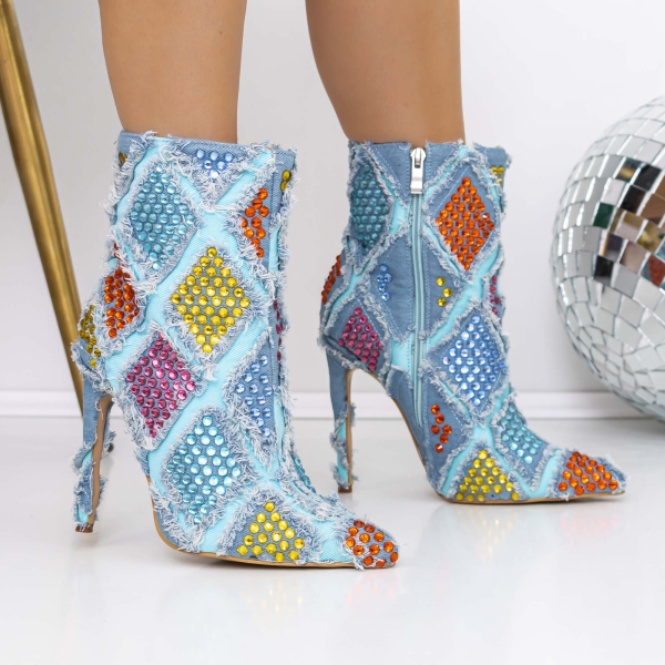 Μποτάκια με λεπτό τακούνι Ataia Μπλε, 2 - Kalapod.gr