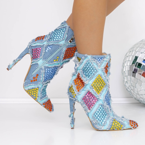 Μποτάκια με λεπτό τακούνι Ataia Μπλε, 3 - Kalapod.gr