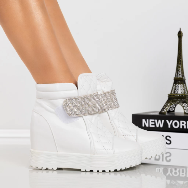 Γυναικείες κοντές μπότες Eada Λευκό, 5 - Kalapod.gr