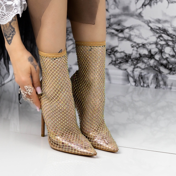 Μποτάκια με λεπτό τακούνι Carada Ροδάκινο, 4 - Kalapod.gr