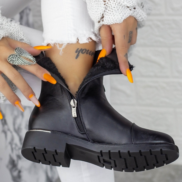 Γυναικείες κοντές μπότες Saoda Μαύρο, 4 - Kalapod.gr