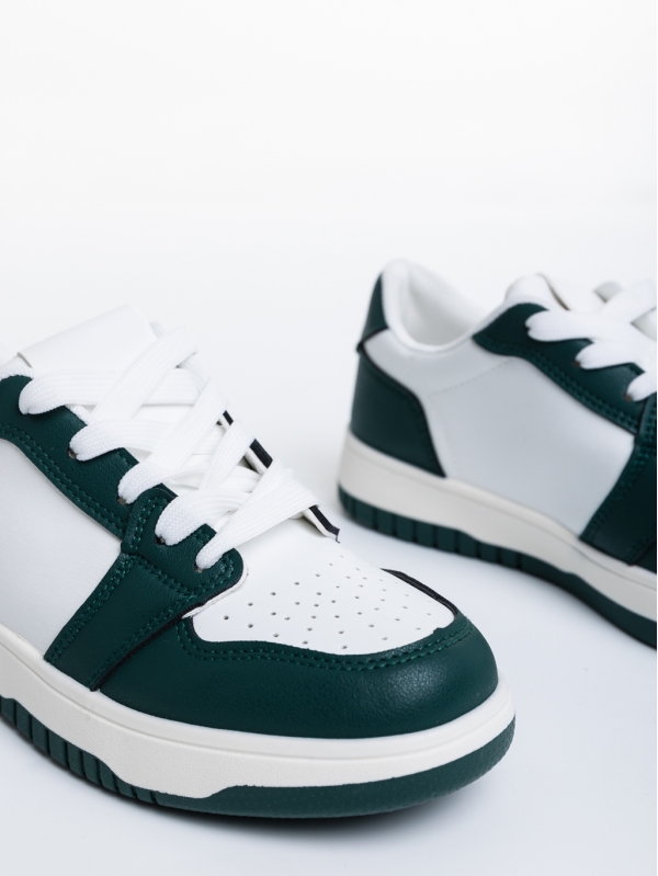 Γυναικεία αθλητικά παπούτσια λευκά με πράσινο από οικολογικό δέρμα Narine, 6 - Kalapod.gr