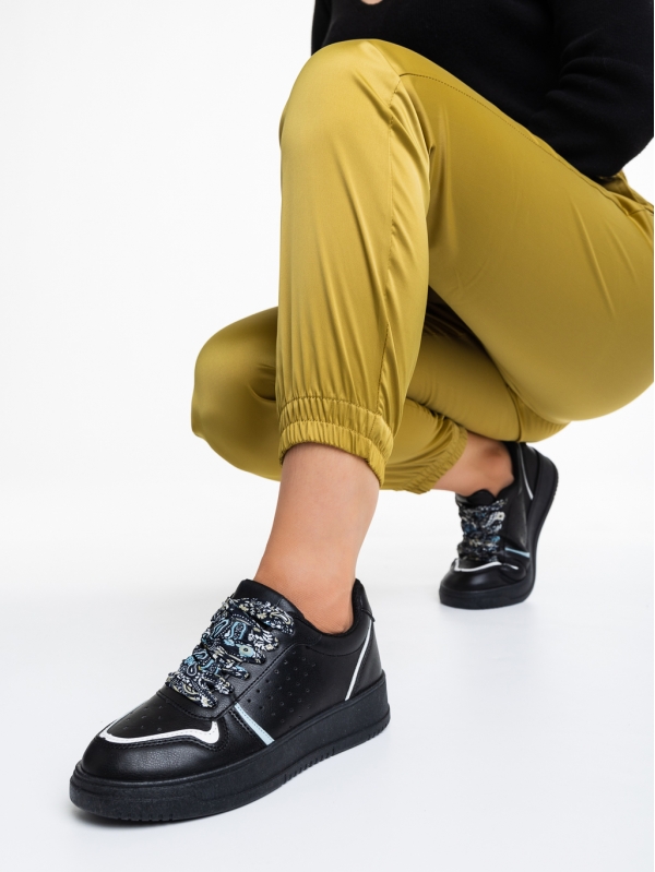 Γυναικεία αθλητικά παπούτσια  μαύρα   από οικολογικό δέρμα  Gustava, 3 - Kalapod.gr