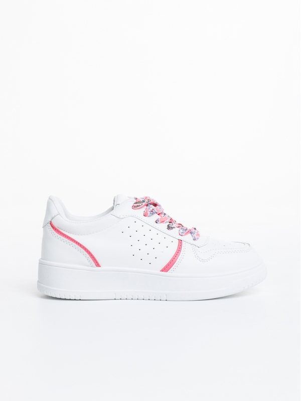 Γυναικεία αθλητικά παπούτσια  λευκά  με ροζ από οικολογικό δέρμα  Gustava, 5 - Kalapod.gr