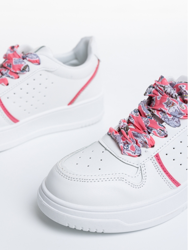 Γυναικεία αθλητικά παπούτσια  λευκά  με ροζ από οικολογικό δέρμα  Gustava, 6 - Kalapod.gr