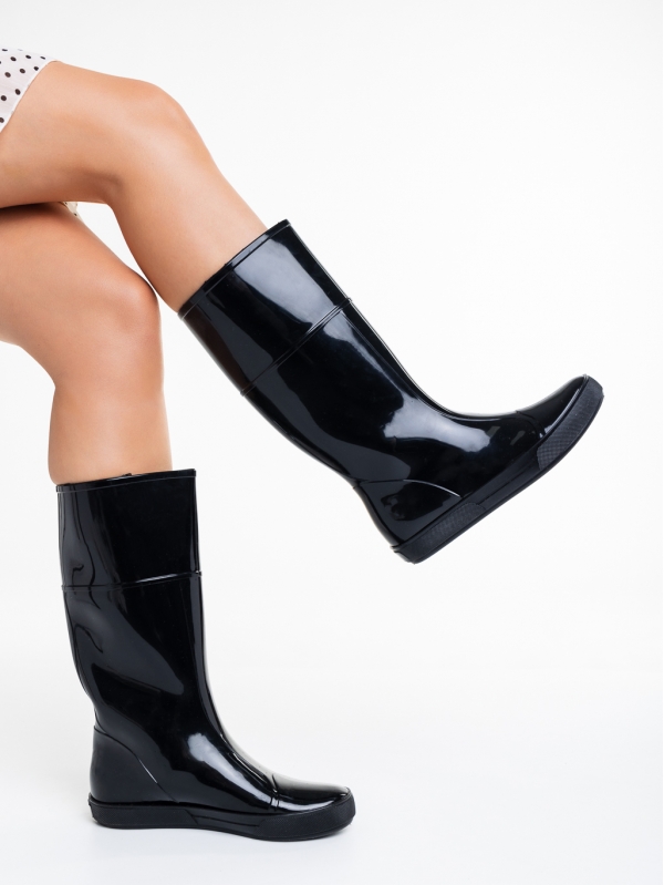 Γυναικείες μπότες μαύρα από καουτσούκ Eneida, 3 - Kalapod.gr