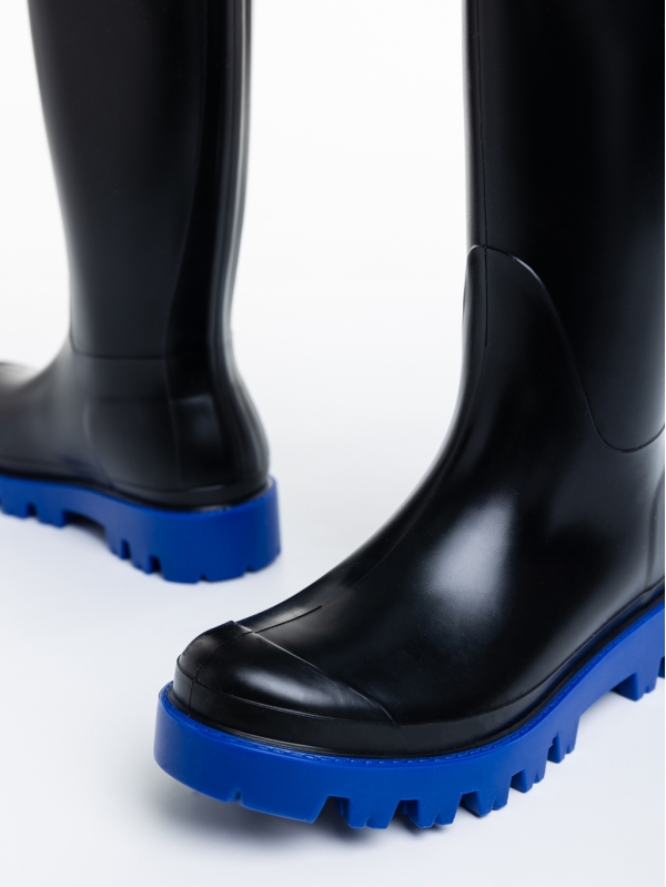 Γυναικείες μπότες μαύρα με μπλε από καουτσούκ Filippa, 6 - Kalapod.gr
