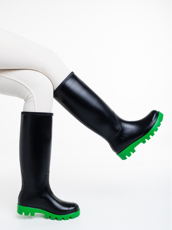 Γυναικείες μπότες μαύρα με πράσινο από καουτσούκ Filippa, 2 - Kalapod.gr