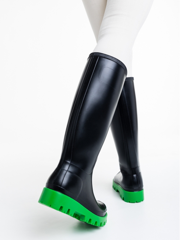 Γυναικείες μπότες μαύρα με πράσινο από καουτσούκ Filippa, 3 - Kalapod.gr
