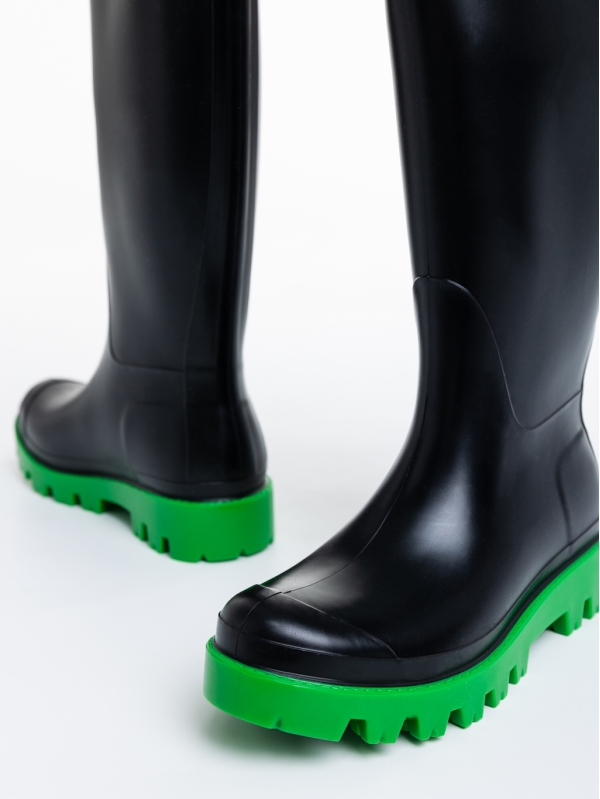 Γυναικείες μπότες μαύρα με πράσινο από καουτσούκ Filippa, 6 - Kalapod.gr