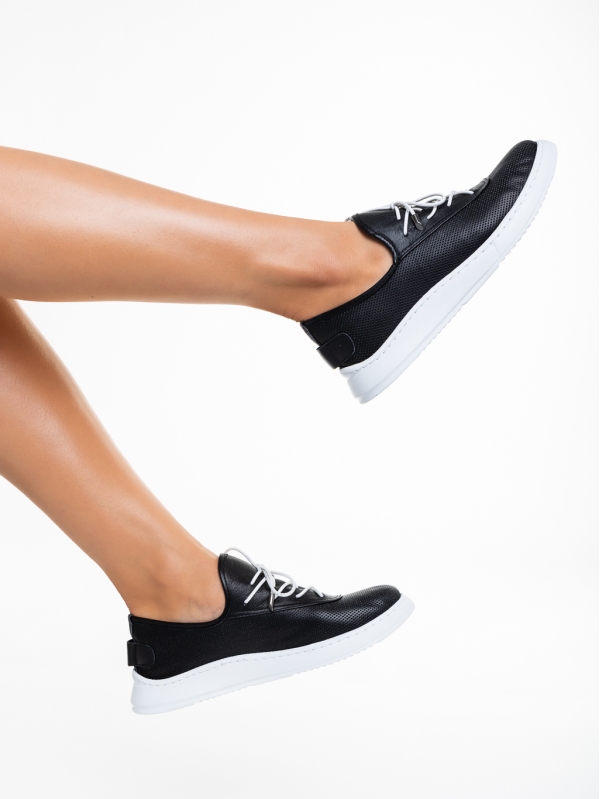 Γυναικεία casual παπούτσια  μαύρα από φυσικό δερμα  Nilda, 3 - Kalapod.gr