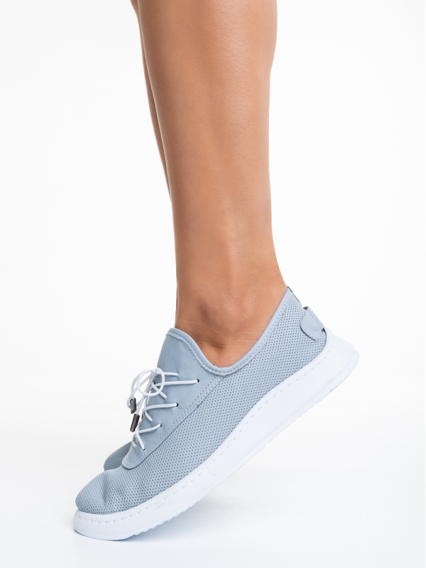 Γυναικεία casual παπούτσια  μπλε από φυσικό δερμα  Nilda, 3 - Kalapod.gr