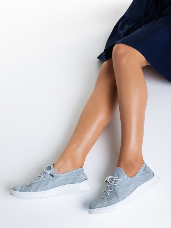 Γυναικεία casual παπούτσια  μπλε από φυσικό δερμα  Nilda, 4 - Kalapod.gr
