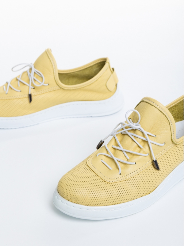 Γυναικεία casual παπούτσια  κίτρινα από φυσικό δερμα  Nilda, 6 - Kalapod.gr