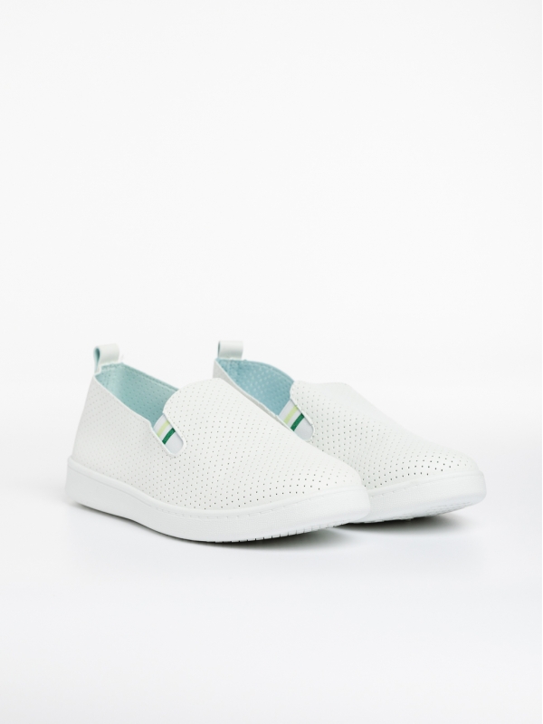 Ανδρικά αθλητικά παπούτσια λευκά  με πράσινο  από οικολογικό δέρμα Amias, 2 - Kalapod.gr