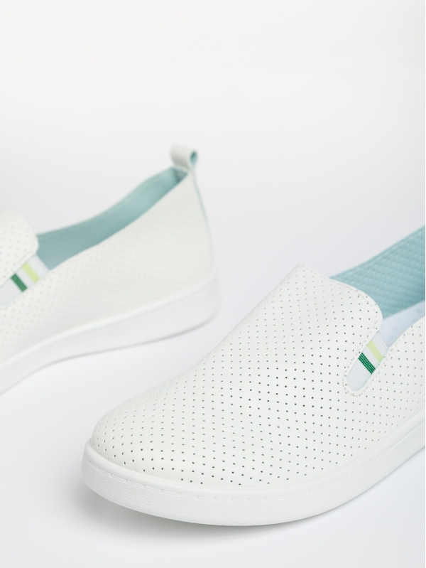 Ανδρικά αθλητικά παπούτσια λευκά  με πράσινο  από οικολογικό δέρμα Amias, 4 - Kalapod.gr