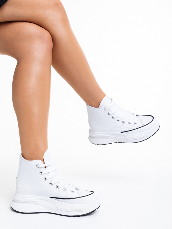 Γυναικεία αθλητικά παπούτσια  λευκά  από οικολογικό δέρμα Alvena, 3 - Kalapod.gr