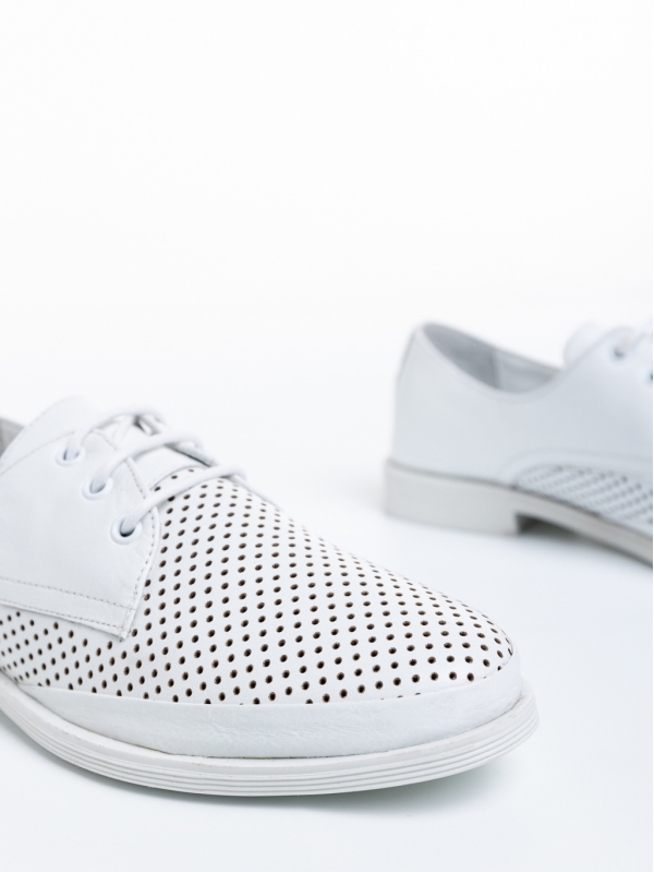 Γυναικεία casual παπούτσια  λευκά από φυσικό δέρμα Valora, 6 - Kalapod.gr
