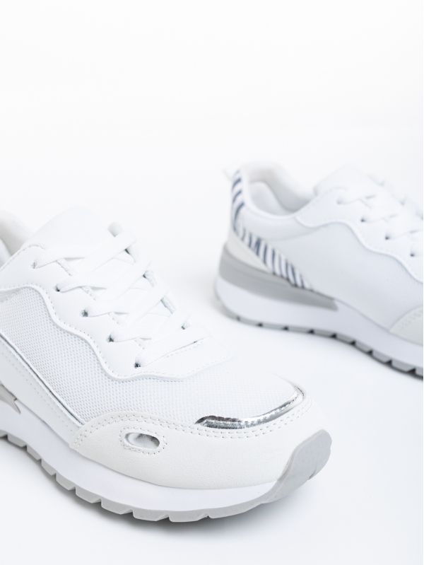 Γυναικεία αθλητικά παπούτσια  λευκά  από ύφασμα  Idella, 6 - Kalapod.gr