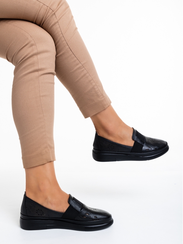 Γυναικεία παπούτσια  μαύρα  από φυσικό δέρμα Robertina, 3 - Kalapod.gr