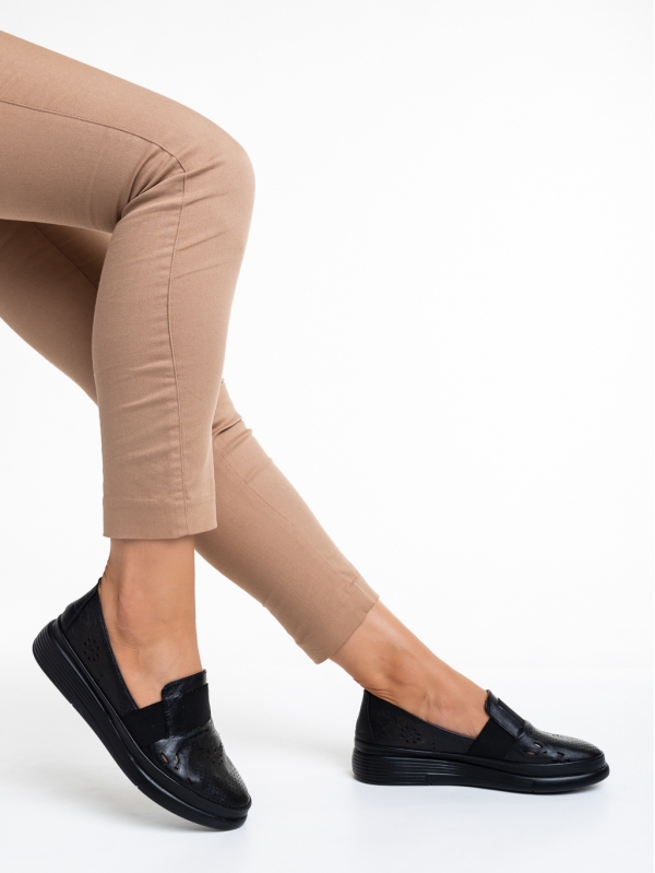 Γυναικεία παπούτσια  μαύρα  από φυσικό δέρμα Robertina, 4 - Kalapod.gr