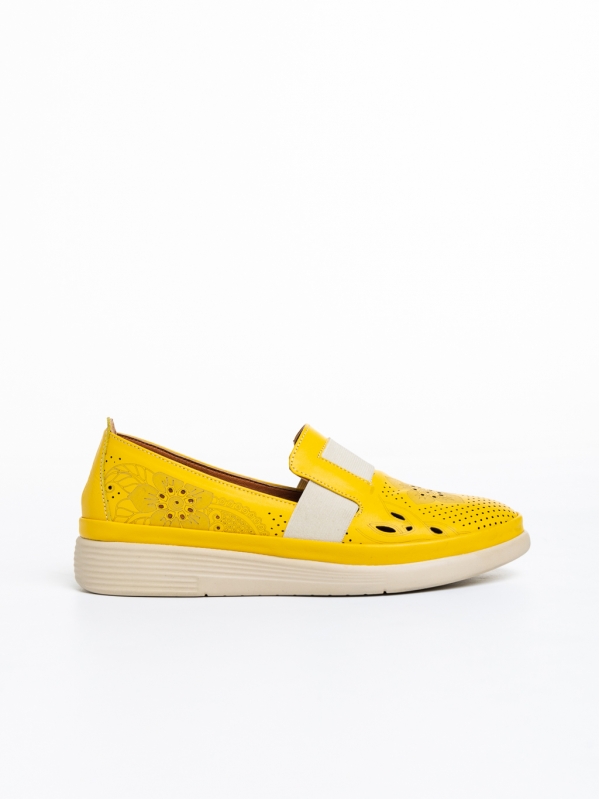 Γυναικεία παπούτσια  κίτρινα από φυσικό δέρμα Robertina, 5 - Kalapod.gr