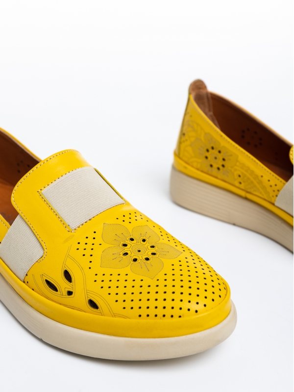 Γυναικεία παπούτσια  κίτρινα από φυσικό δέρμα Robertina, 6 - Kalapod.gr