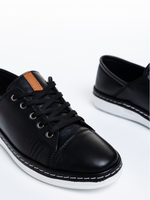 Γυναικεία casual παπούτσια  μαύρα  από φυσικό δέρμα Pravina, 6 - Kalapod.gr
