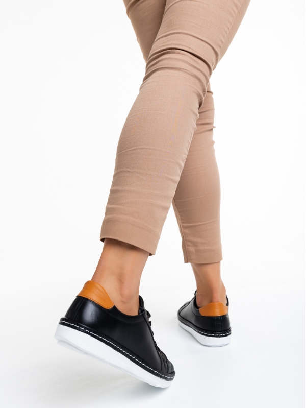 Γυναικεία casual παπούτσια  μαύρα  από φυσικό δέρμα Prossy, 2 - Kalapod.gr