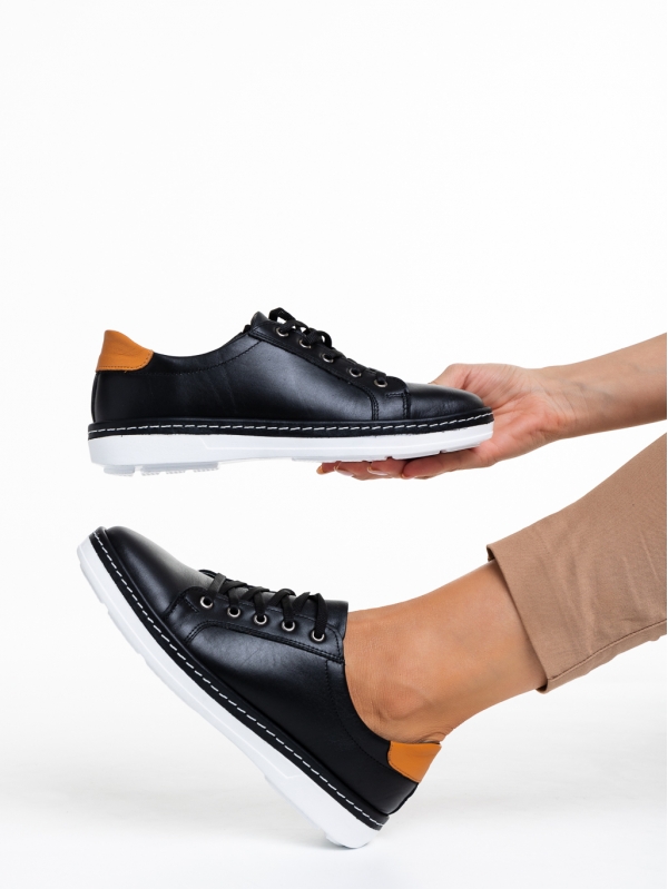 Γυναικεία casual παπούτσια  μαύρα  από φυσικό δέρμα Prossy, 4 - Kalapod.gr