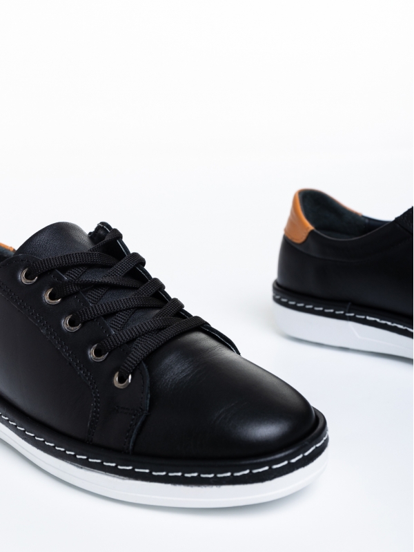 Γυναικεία casual παπούτσια  μαύρα  από φυσικό δέρμα Prossy, 6 - Kalapod.gr