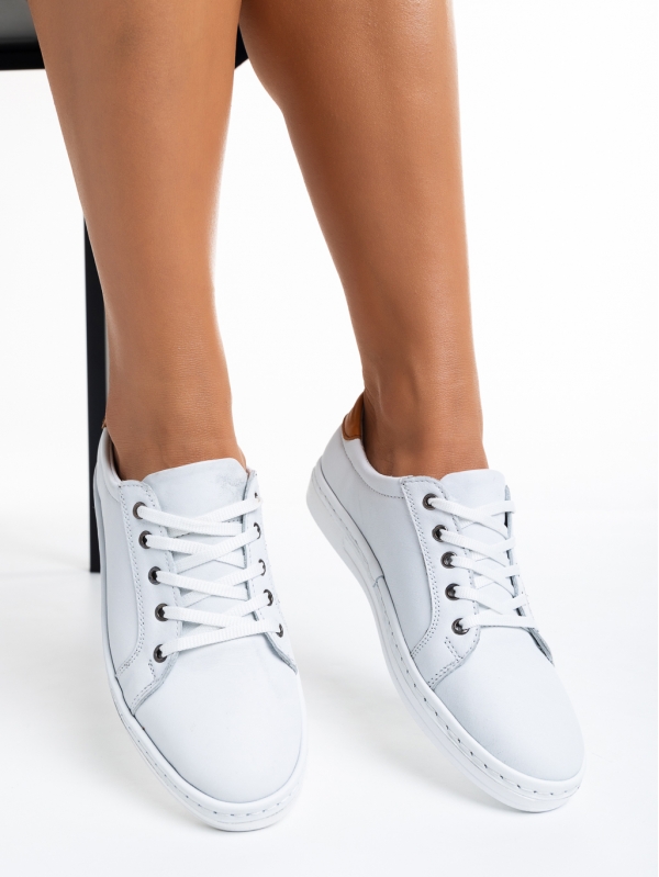 Γυναικεία casual παπούτσια  λευκά από φυσικό δέρμα Prossy, 3 - Kalapod.gr