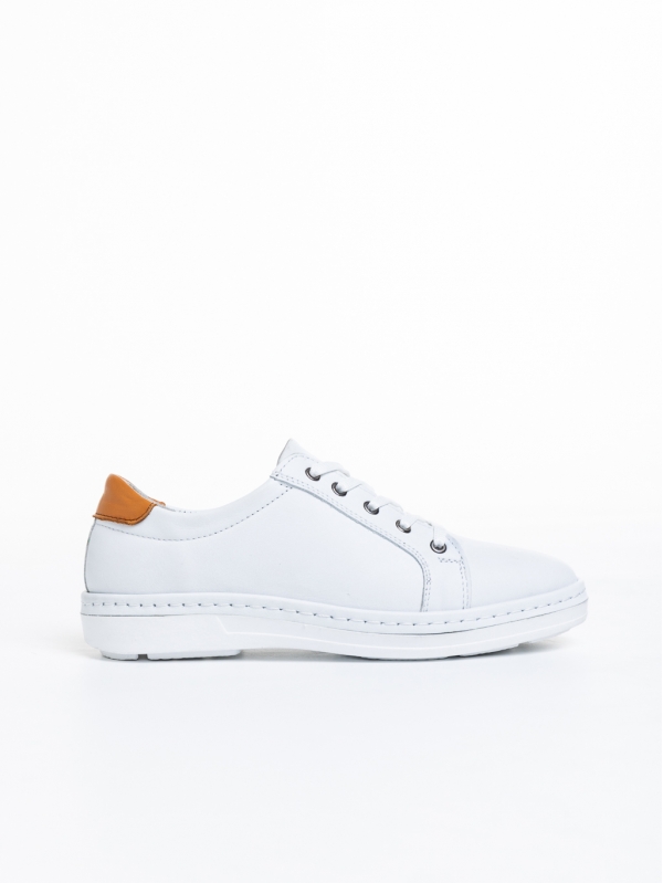 Γυναικεία casual παπούτσια  λευκά από φυσικό δέρμα Prossy, 5 - Kalapod.gr