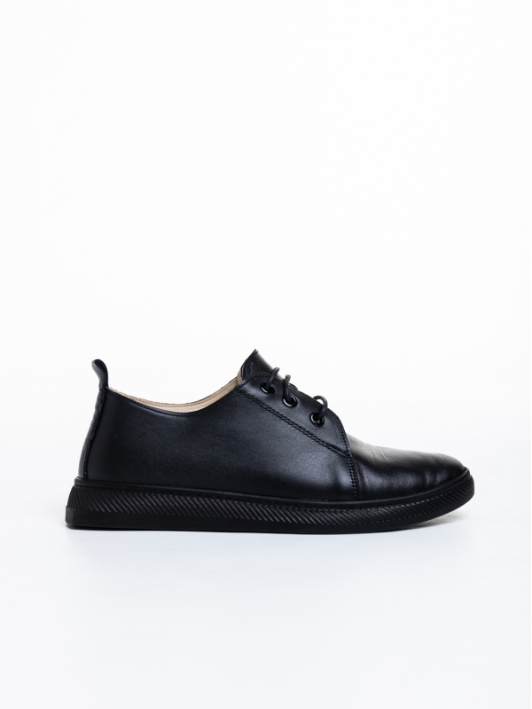 Γυναικεία casual παπούτσια  μαύρα  από φυσικό δέρμα Totty, 5 - Kalapod.gr