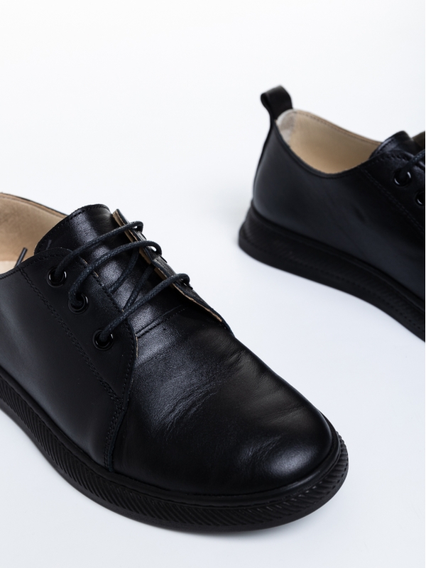 Γυναικεία casual παπούτσια  μαύρα  από φυσικό δέρμα Totty, 6 - Kalapod.gr